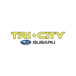A yellow and black logo for tri-city subaru.